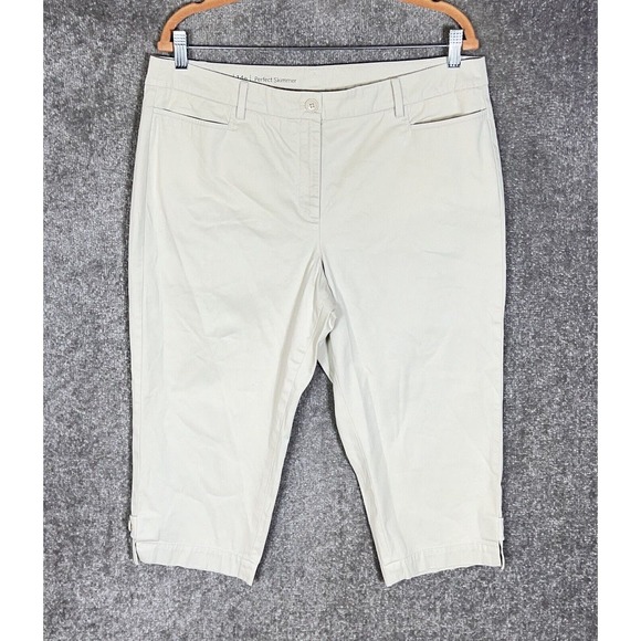 Talbots Petite Perfect Skimmer Capri Pants Womens Size 14P Stretch Beige Pockets - Picture 1 of 9